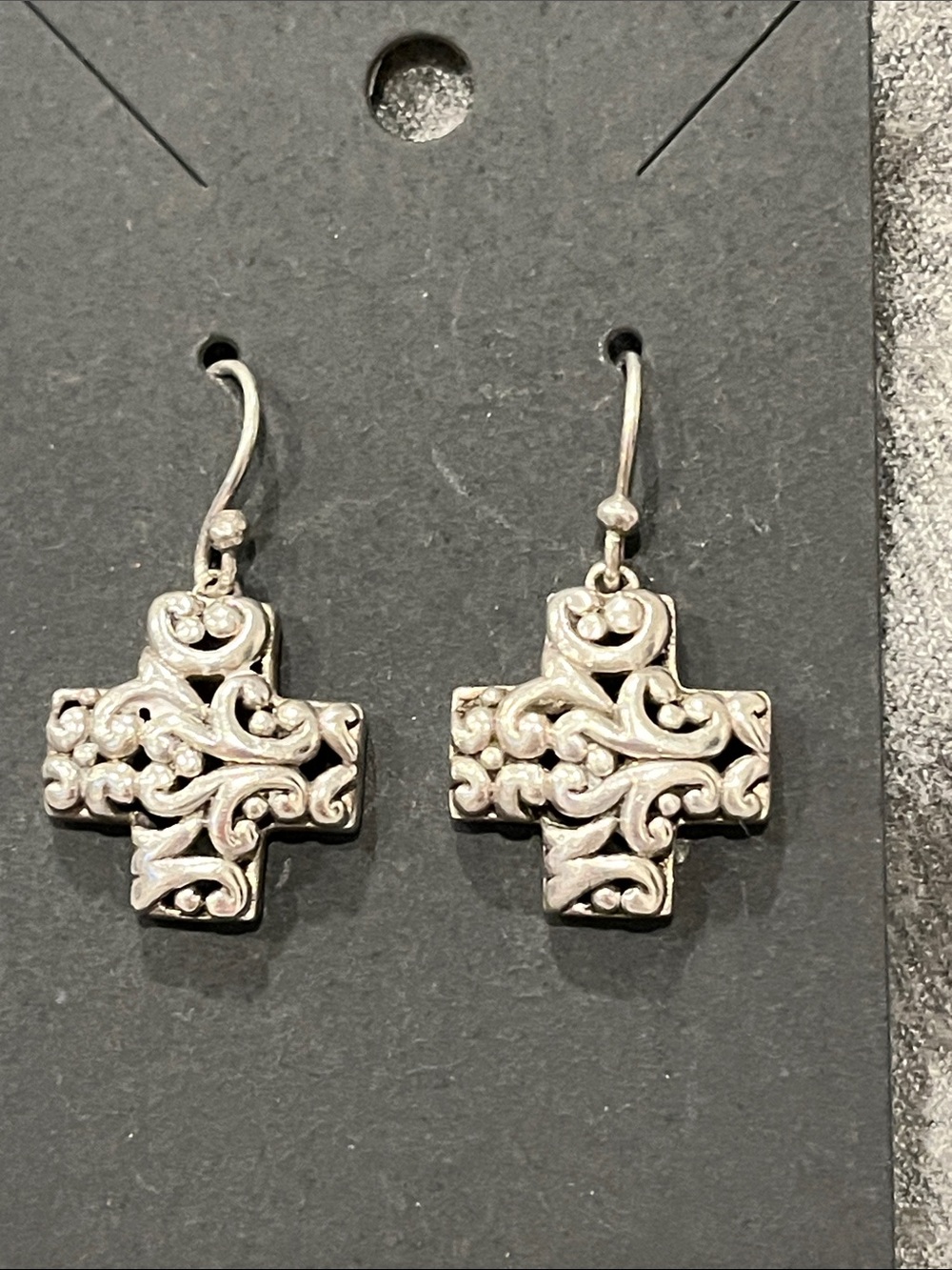 Sterling Filigree Cross Earrings